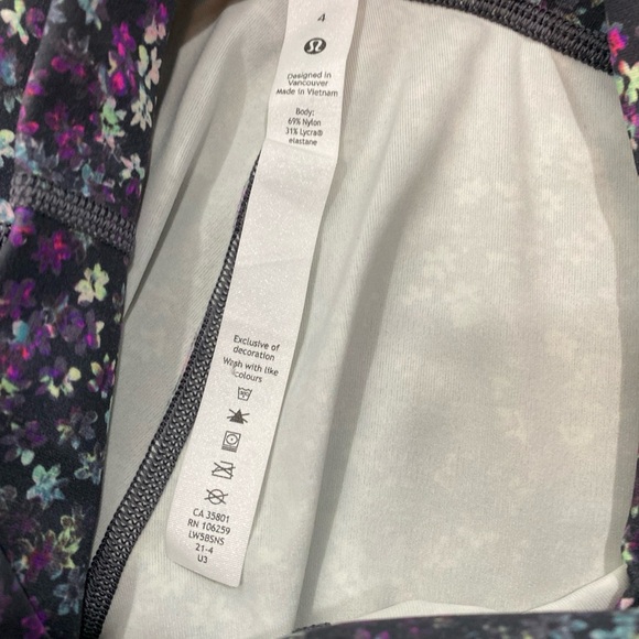 Lululemon Wunder Under Hi-Rise Size 4 High Rise Floral Purple Black Leggings - Picture 5 of 7
